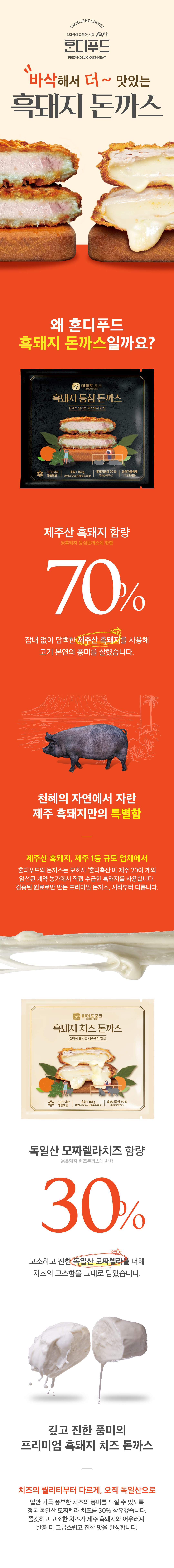 [제주 흑돼지 돈까스] 돈까스(등심,치즈) 5팩 세트