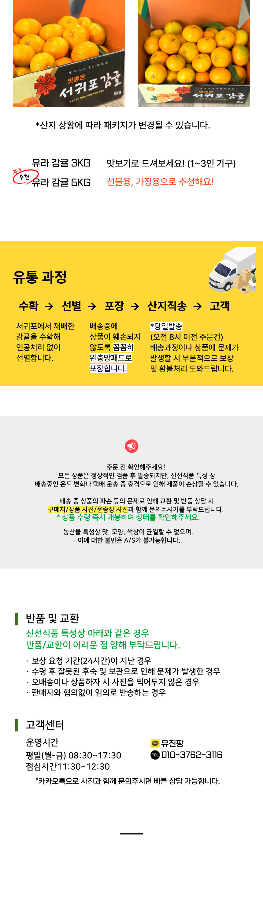 제주 감귤 노지 유라조생귤 서귀포 산지직송 유진팡 상세