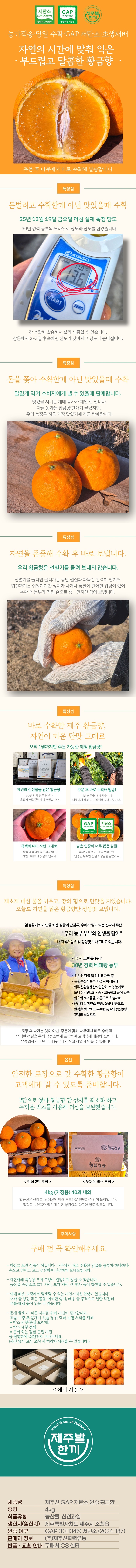 제주산 황금향 4kg GAP 인증 저탄소 가정용 귤 상세