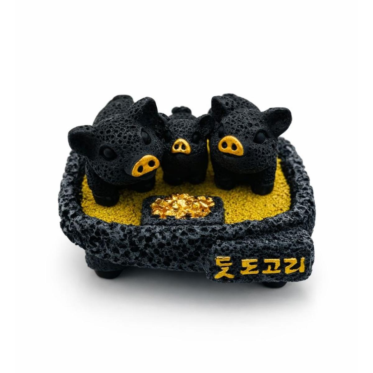 제주 돌하르방 흑돼지 3마리 도고리 장식인형 미니어처