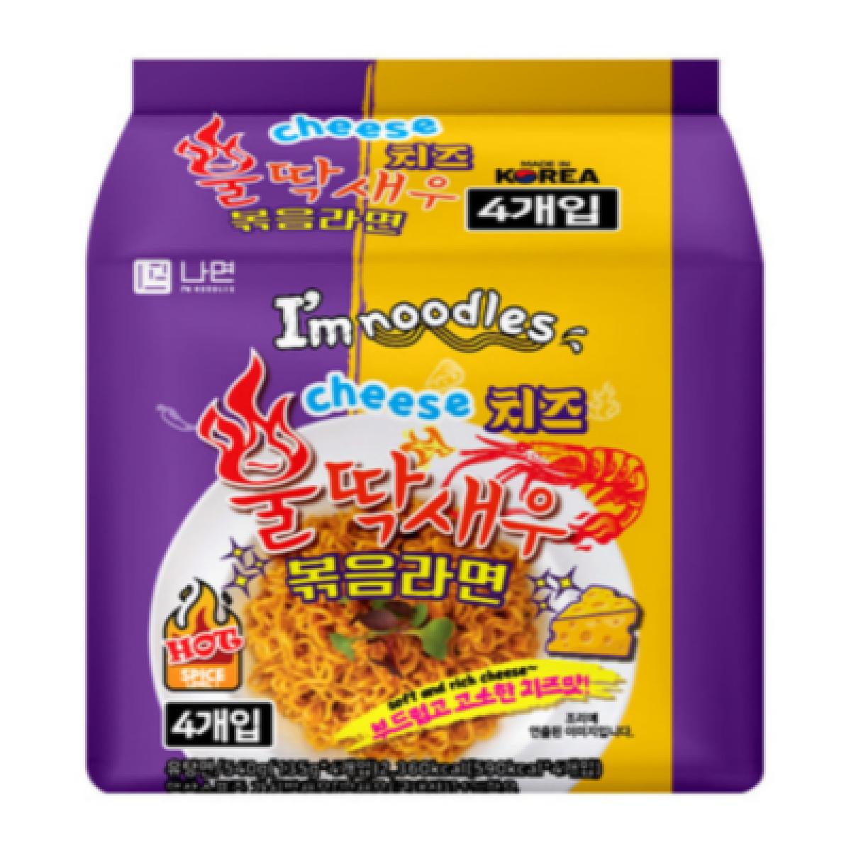 제주 치즈 불딱새우 볶음라면 4개입 135g 번들형