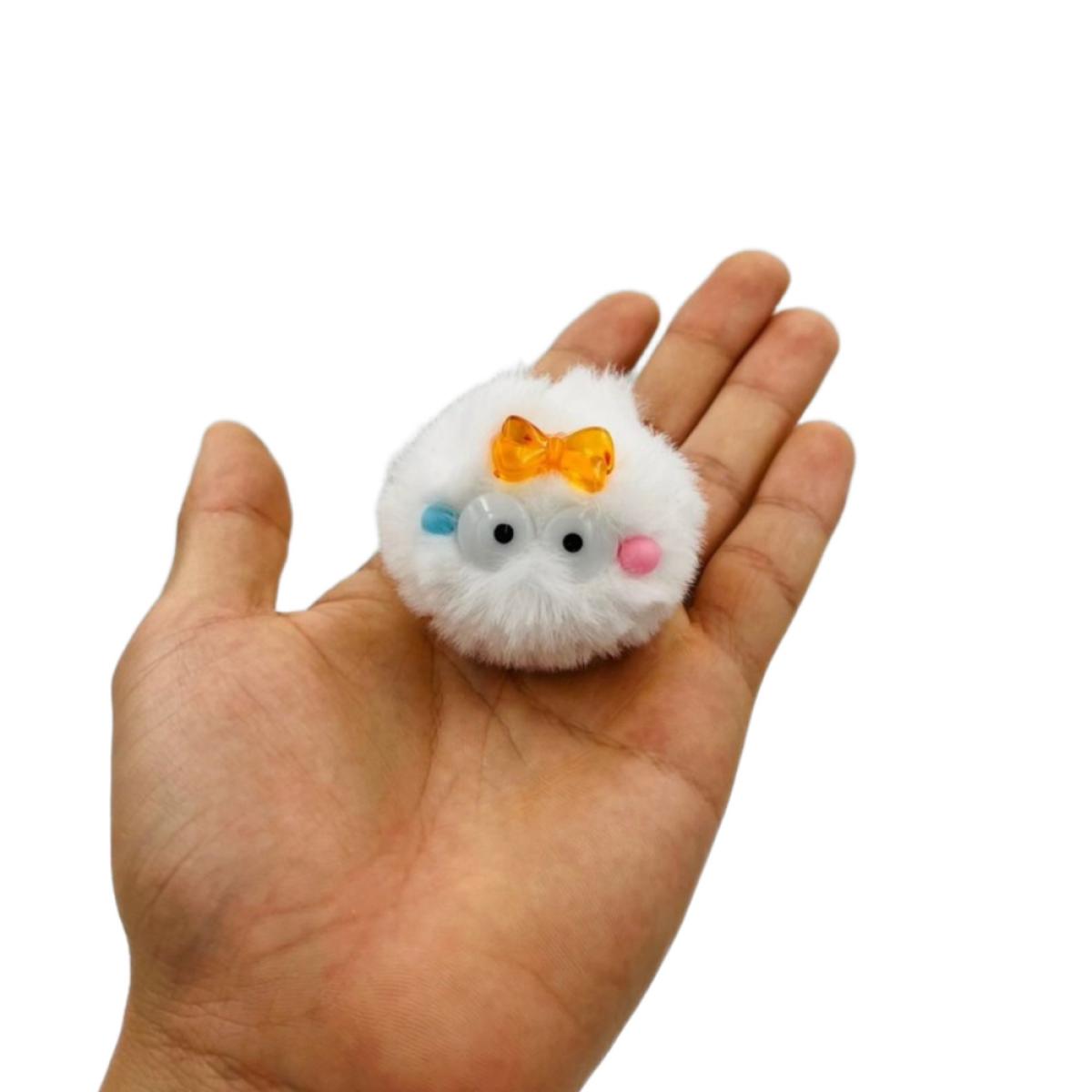 제주 리본 털 키링(화이트) 5cm